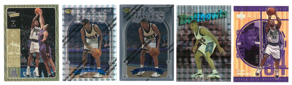 1997-2001 Upper Deck & Topps Ray Allen Card Collection (5 Different) Featuring Serial-Numbered Refractor Examples!